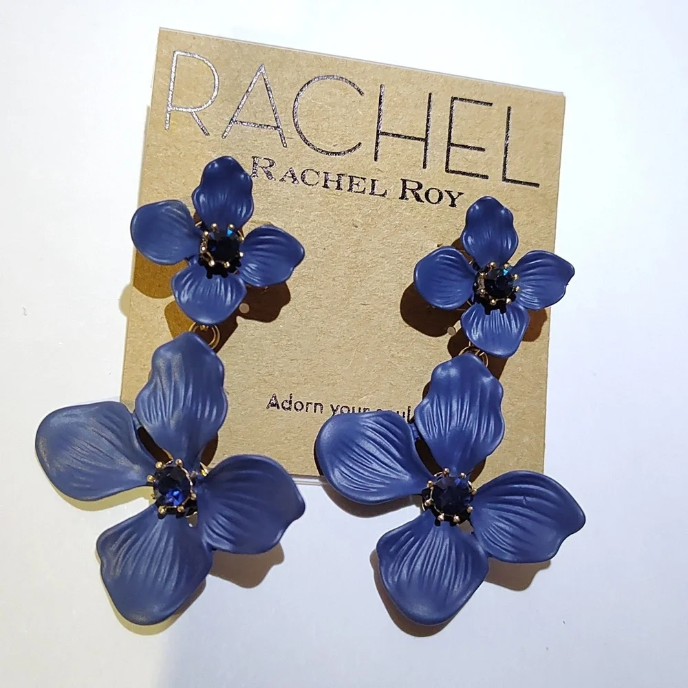 RACHEL Rachel Roy Gold-Tone Crystal Flower Double Drop Earrings